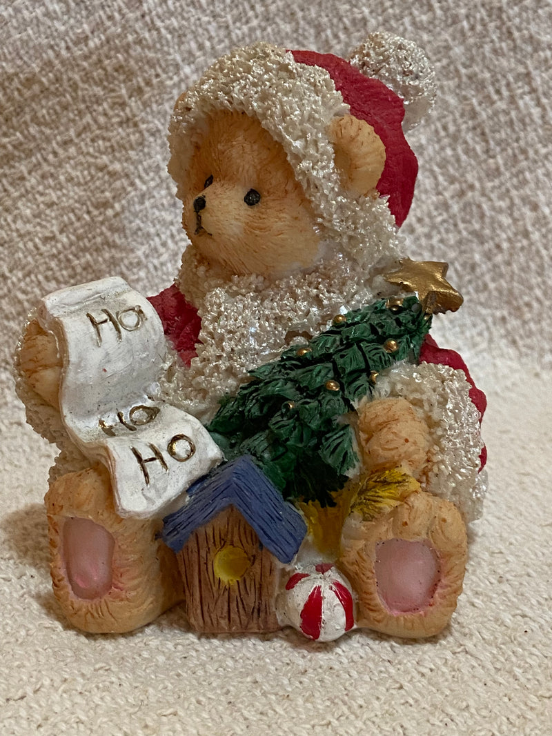 Christmas Bear Figurine with Ho HO HO List