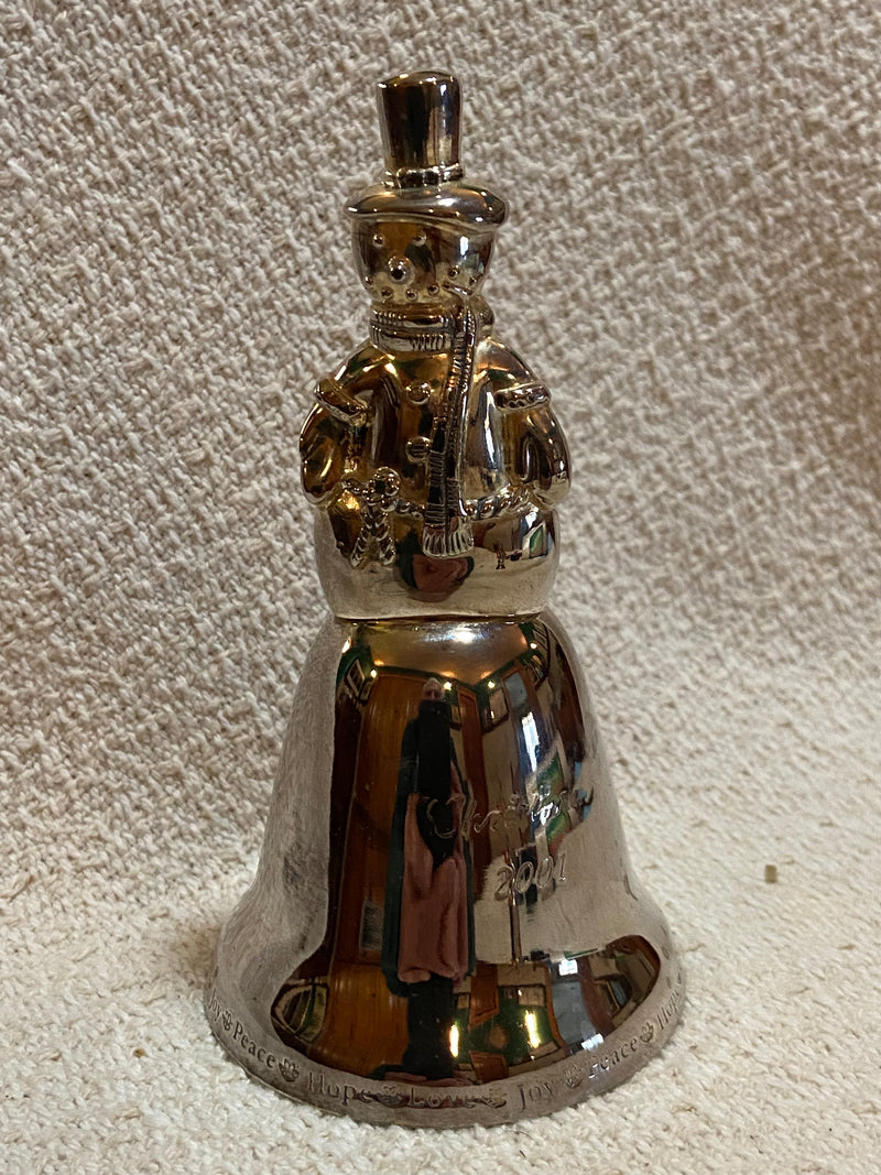 Snowman Silverplated Christmas Bell 2001