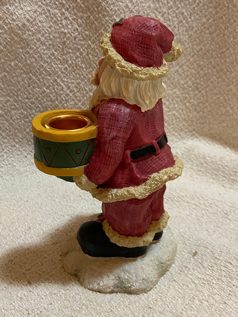 Kenyield Santa Claus Drum Candle Holder Figurine