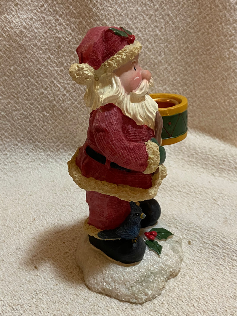 Kenyield Santa Claus Drum Candle Holder Figurine