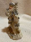 2000 Cornerstone Creations Santa Riding a Reindeer - White Figurine