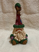 Santa Gnome Figurine with Tall Patchwork Hat