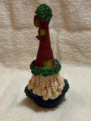 Santa Gnome Figurine with Tall Patchwork Hat