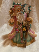 Victorian Father Christmas Santa Claus Figurine in Pink Rope