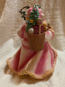 Victorian Father Christmas Santa Claus Figurine in Pink Rope