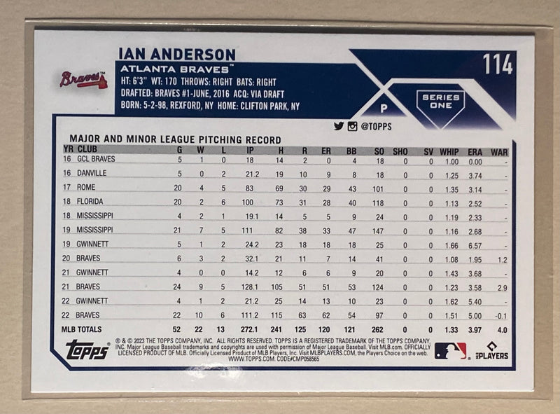 2023 Topps 114 Ian Anderson - Baseball