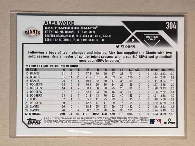 2023 Topps 304 Alex Wood - Baseball