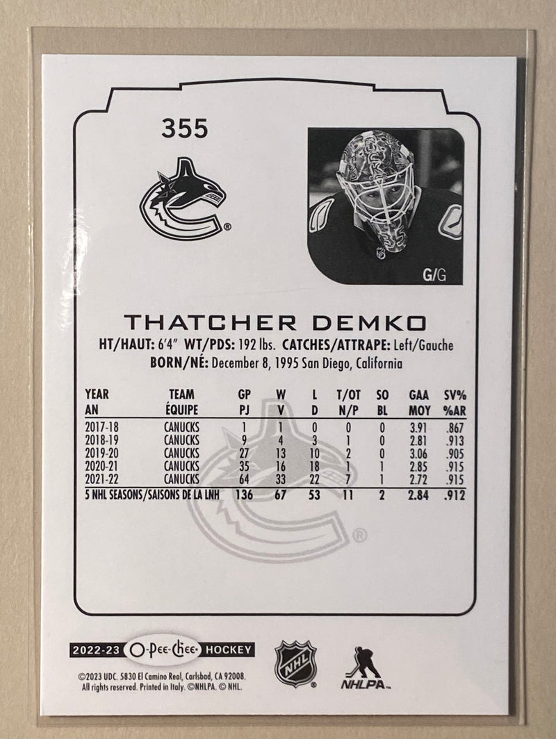 2022-23 UD O-Pee-Chee 355 Thatcher Demko - Hockey