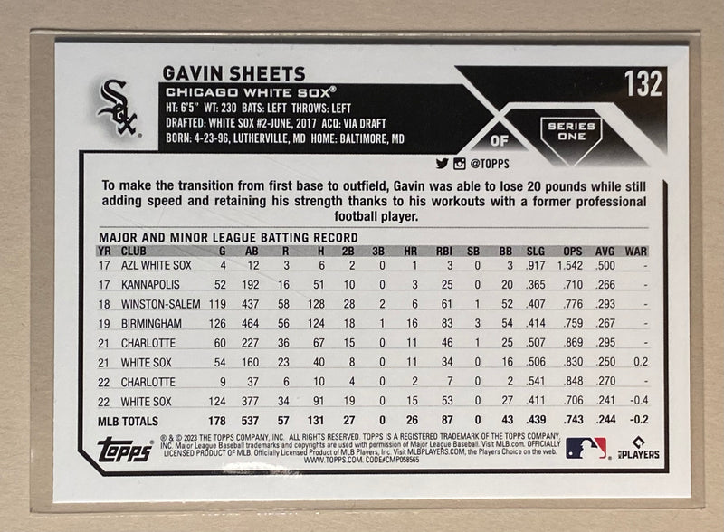 2023 Topps 132 Gavin Sheets - Baseball