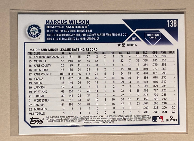 2023 Topps 138 Marcus Wilson - Baseball - RC