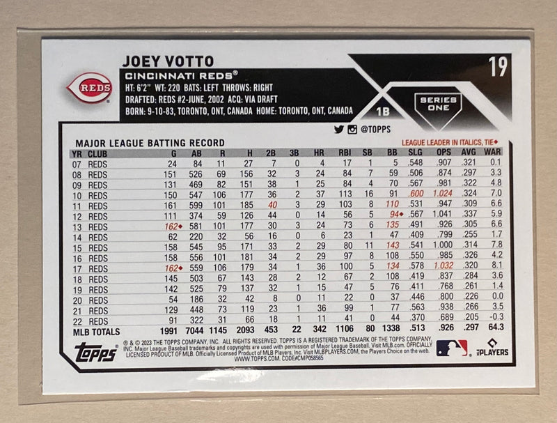 2023 Topps 19 Joey Votto - Baseball