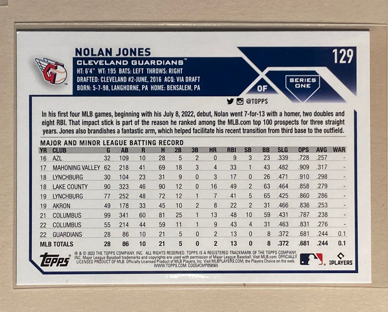 2023 Topps 129 Nolan Jones - Baseball - RC