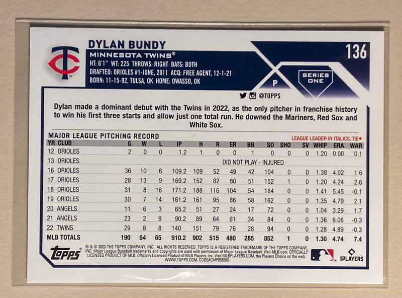2023 Topps 136 Dylan Bundy - Baseball