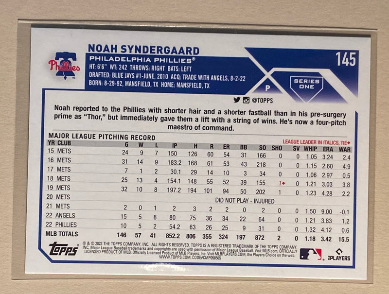 2023 Topps 145 Noah Syndergaard - Baseball - Silver Rainbow