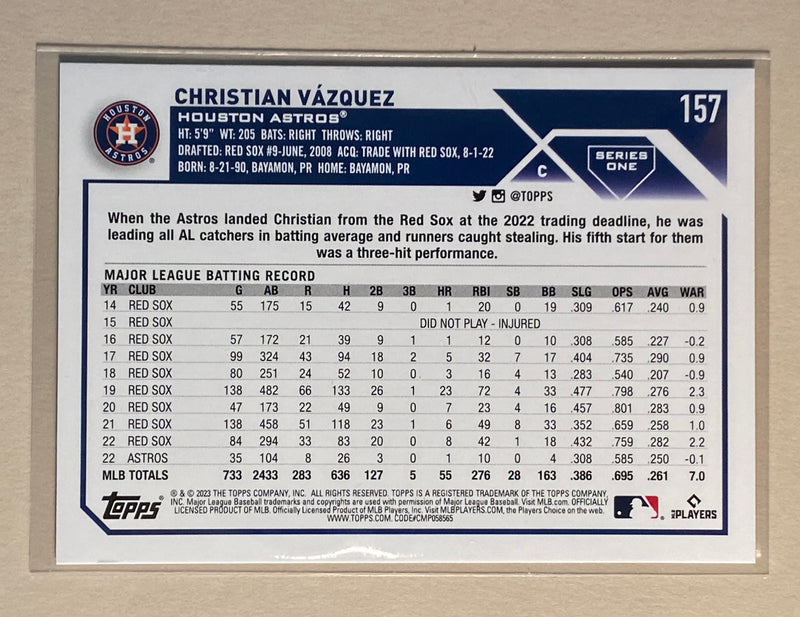 2023 Topps 157 Christian Vazquez - Baseball
