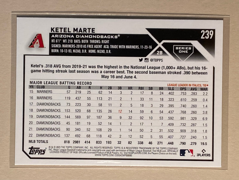2023 Topps 239 Ketel Marte - Baseball