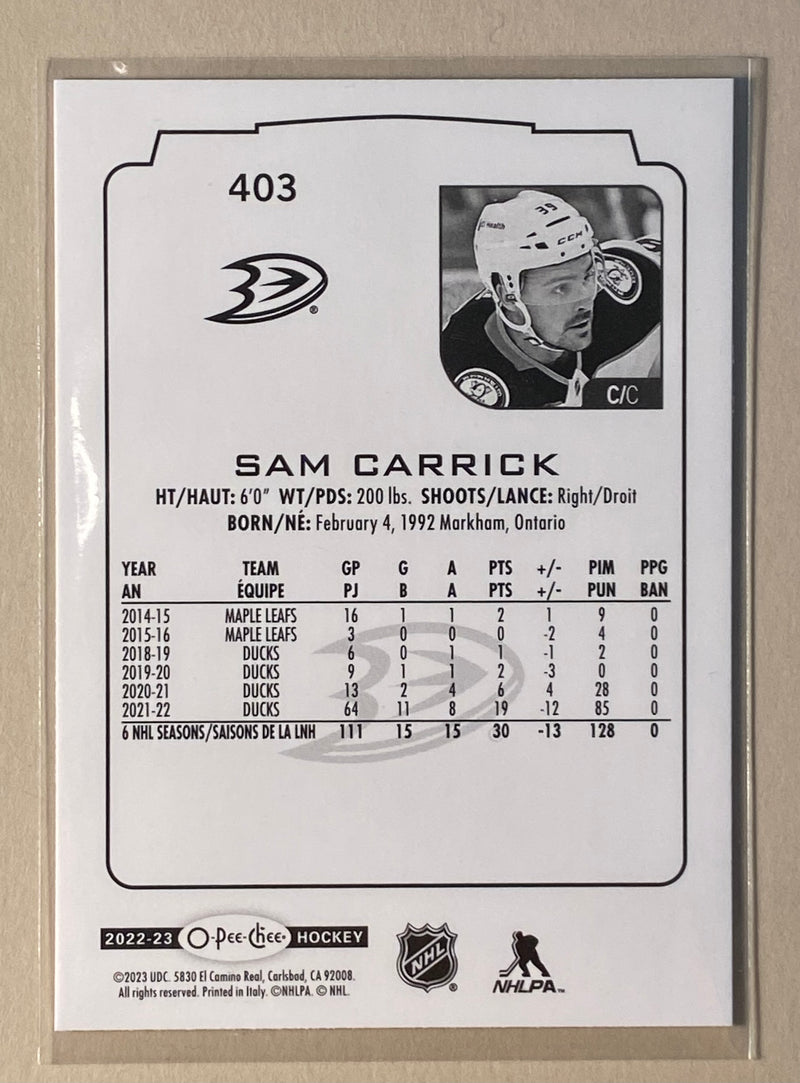 2022-23 UD O-Pee-Chee 403 Sam Carrick - Hockey