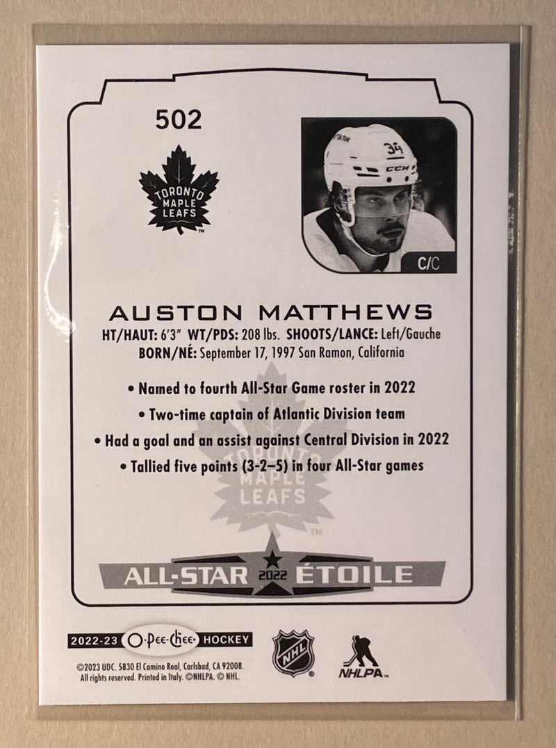 2022-23 UD O-Pee-Chee 502 Auston Matthews - All-Star Etoile Hockey
