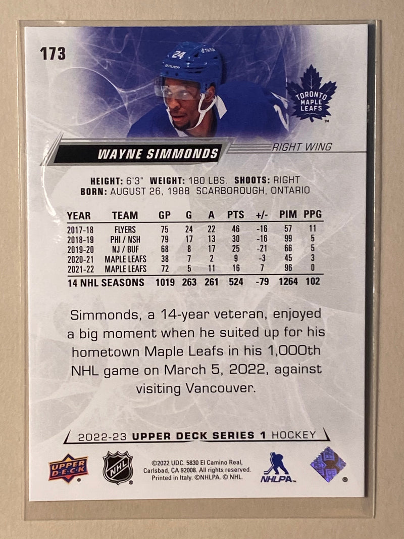 2022-23 Upper Deck 173 Wayne Simmonds - Hockey