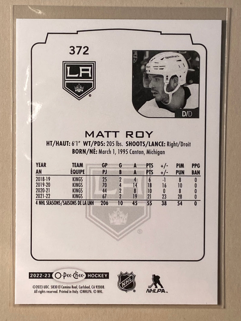 2022-23 UD O-Pee-Chee 372 Matt Roy - Hockey