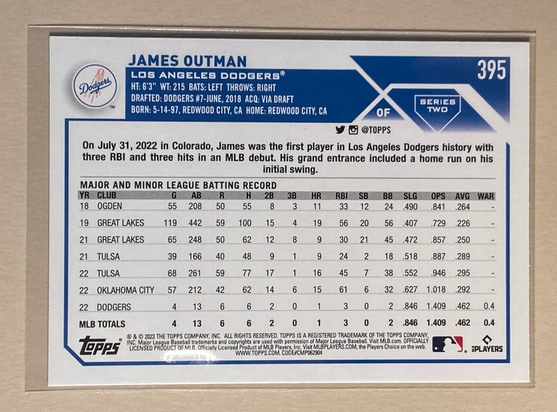 2023 Topps 395 James Outman RC - Baseball - Series 2