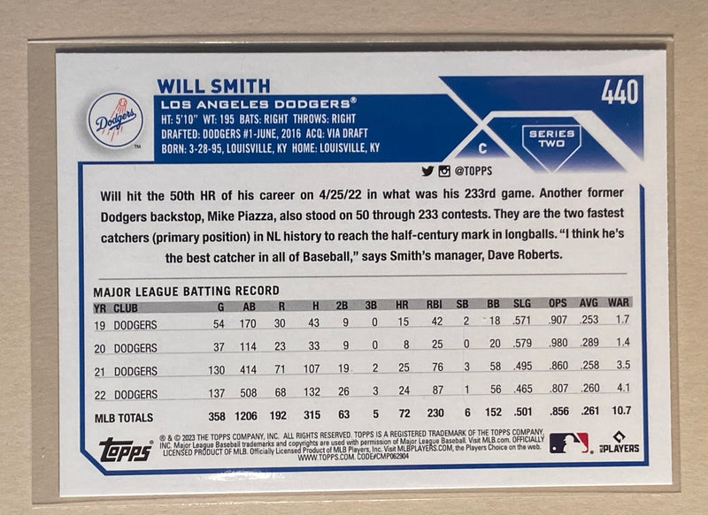 2023 Topps 440 Wil Smith - Baseball - Series 2