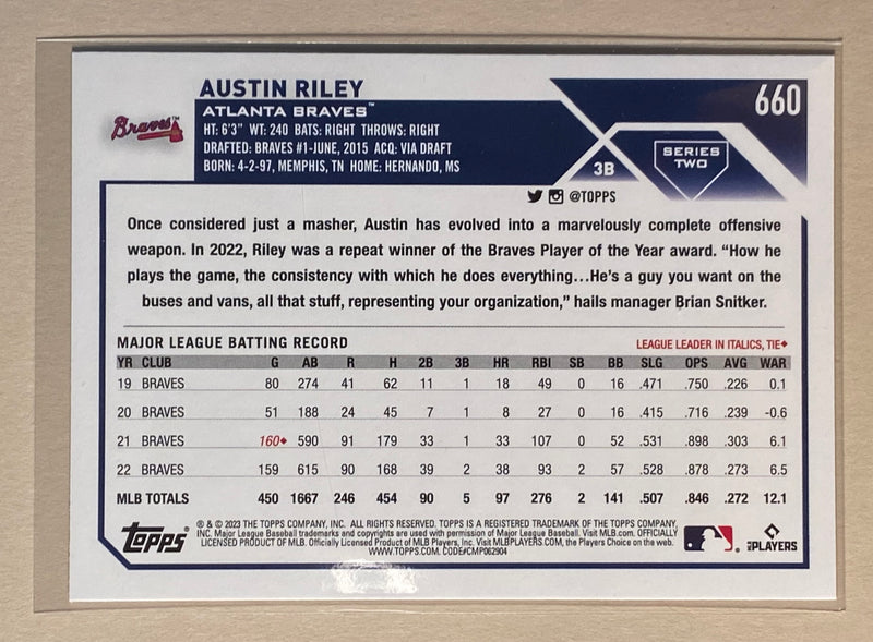 2023 Topps 660 Austin Riley - Baseball - Series 2