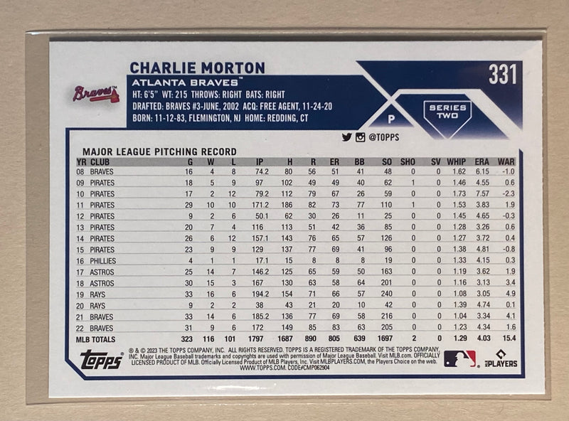 2023 Topps 331 Charlie Morton - Baseball - Series 2