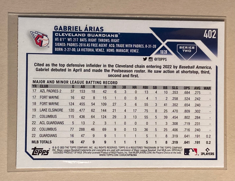 2023 Topps 402 Gabriel Arias - Baseball - Series 2