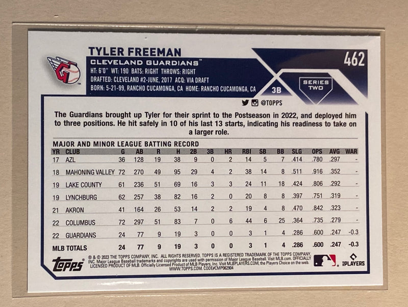 2023 Topps 462 Tyler Freeman RC - Baseball - Series 2