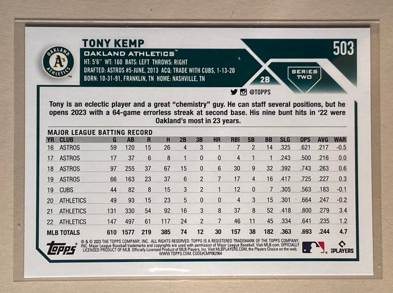 2023 Topps 503 Tony Kemp - Baseball Series 2
