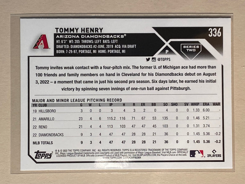 2023 Topps 336 Tommy Henry RC - Baseball Series 2