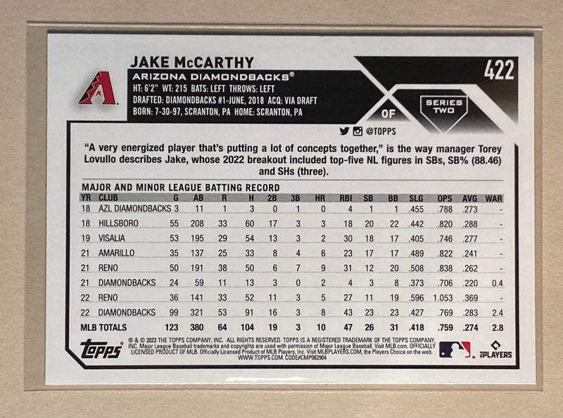 2023 Topps 422 Jake McCarthy - Baseball Series 2 Future Stars