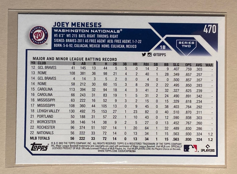 2023 Topps 470 Joey Meneses RC - Baseball Series 2 - ASR