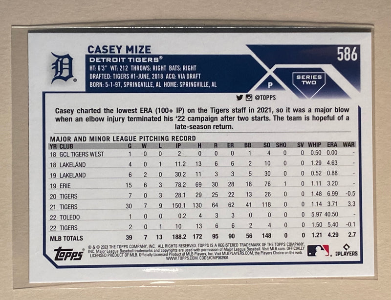 2023 Topps 586 Casey Mize - Baseball - Series 2