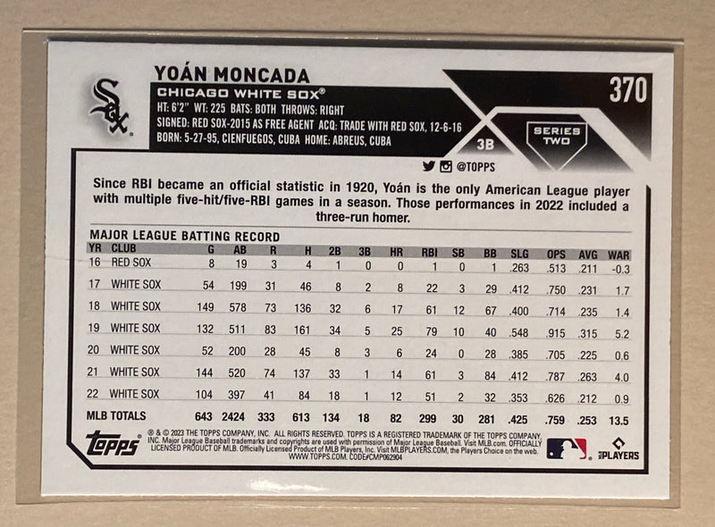 2023 Topps 370 Yoan Moncada - Baseball - Series 2