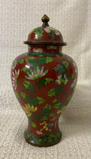 Chinese Brass Enamel Floral Ginger Urn