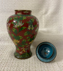Chinese Brass Enamel Floral Ginger Urn