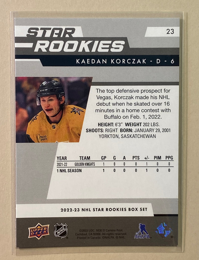 2022-23 Upper Deck 23 Kaedan Korczak Star Rookies - Hockey