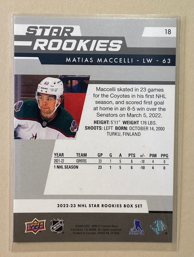2022-23 Upper Deck 18 Matias Maccelli - Star Rookies - Hockey