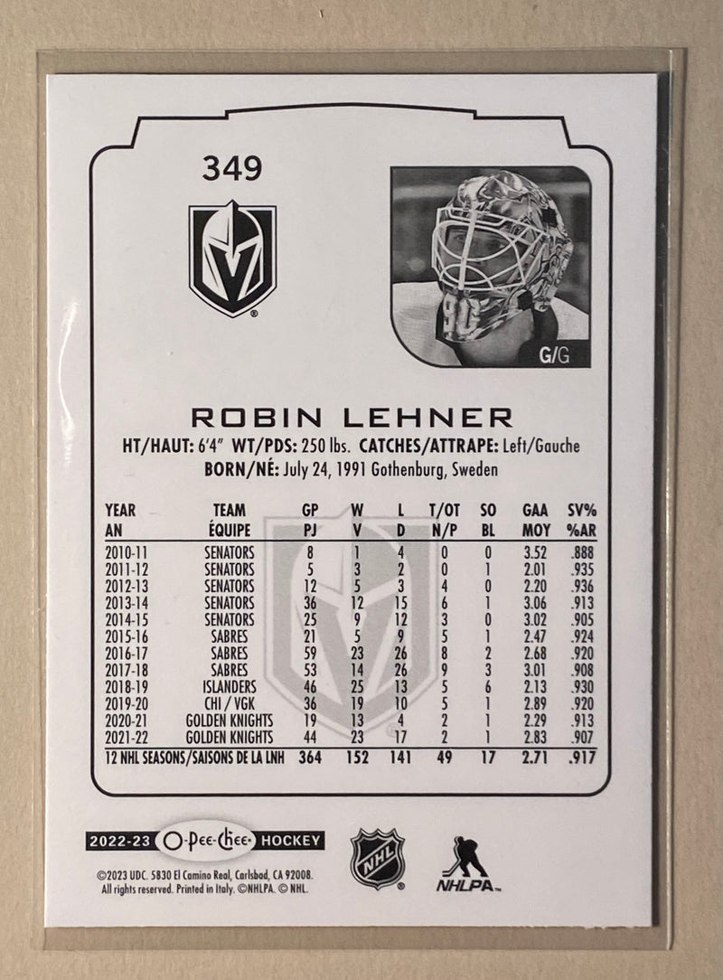 2022-23 UD O-Pee-Chee 349 Robin Lehner - Hockey