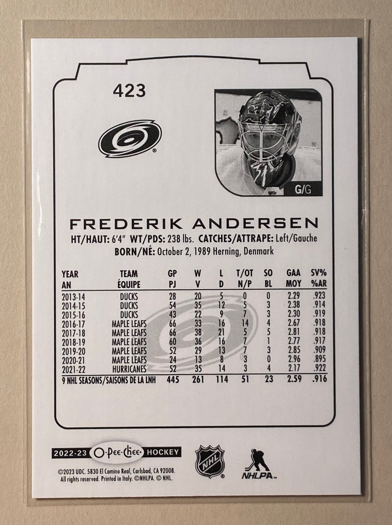 2022-23 UD O-Pee-Chee 423 Frederik Andersen - Hockey