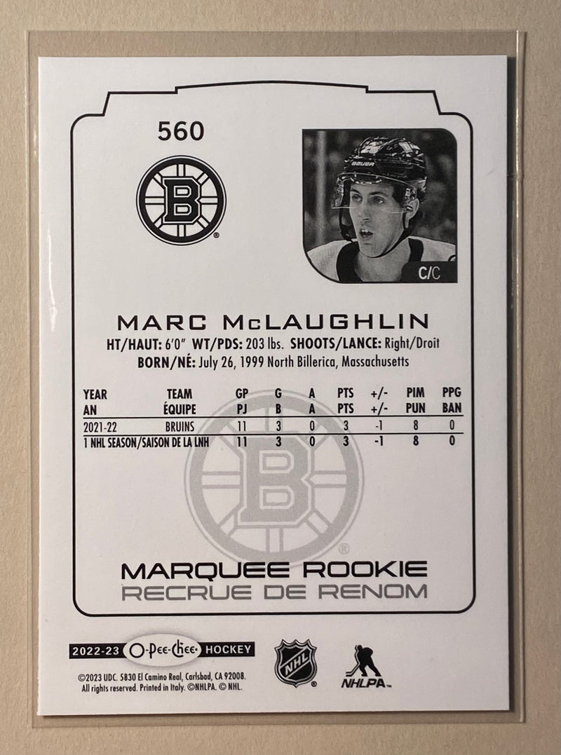2022-23 UD O-Pee-Chee 560 Marc McLaughlin - Marquee Rookie - Hockey