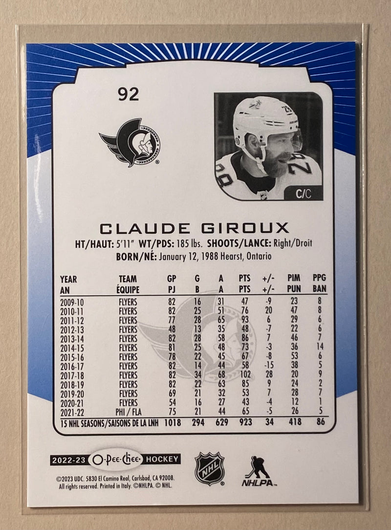2022-23 UD O-Pee-Chee 92 Claude Giroux - Blue Border - Hockey