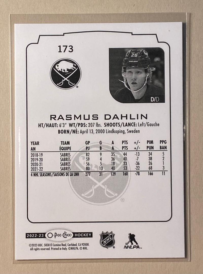 2022-23 UD O-Pee-Chee 173 Rasmus Dahlin - Hockey