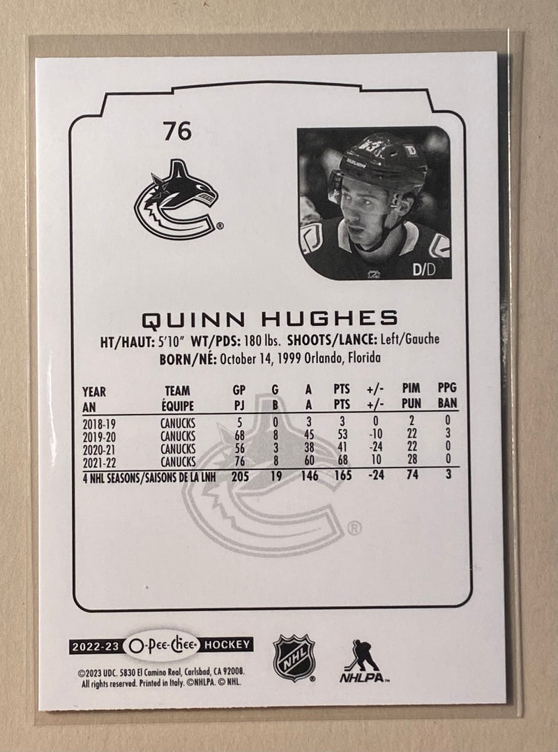 2022-23 UD O-Pee-Chee 76 Quinn Hughes - Hockey