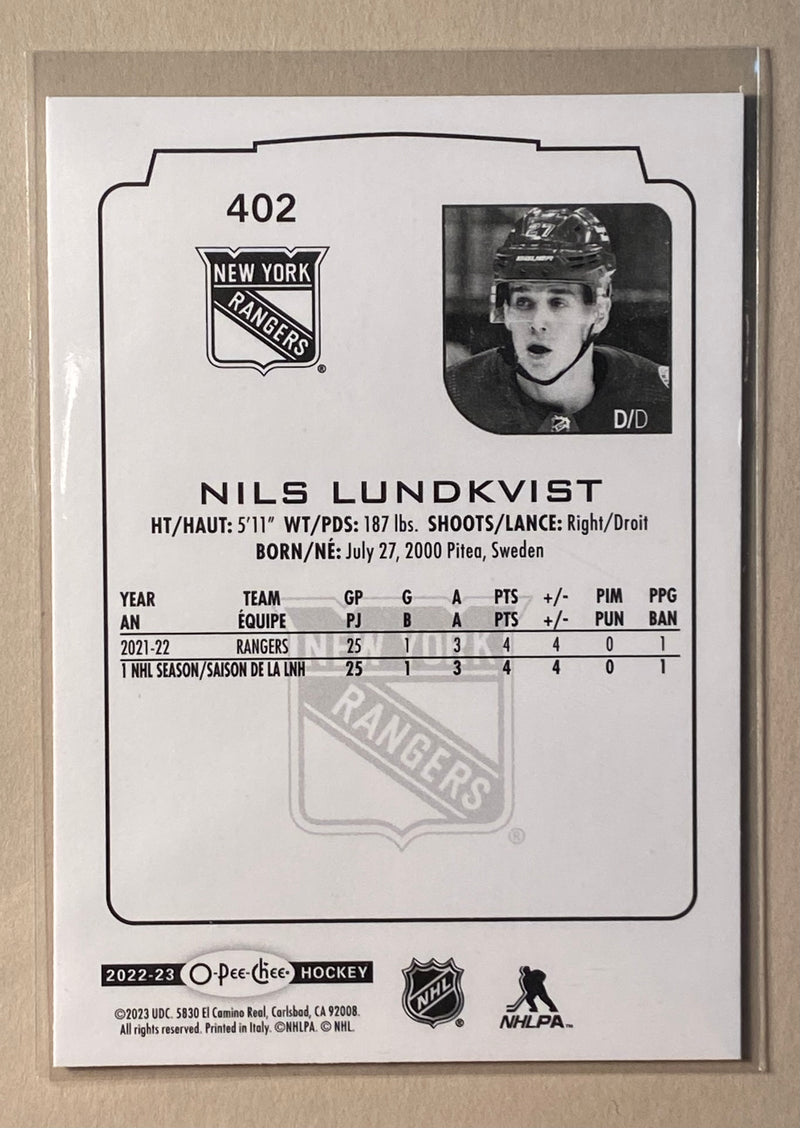 2022-23 UD O-Pee-Chee 402 Nils Lundkvist - Hockey