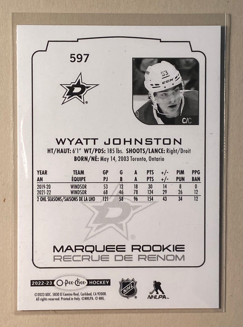 2022-23 UD O-Pee-Chee 597 Wyatt Johnston - Hockey - Marquee Rookie