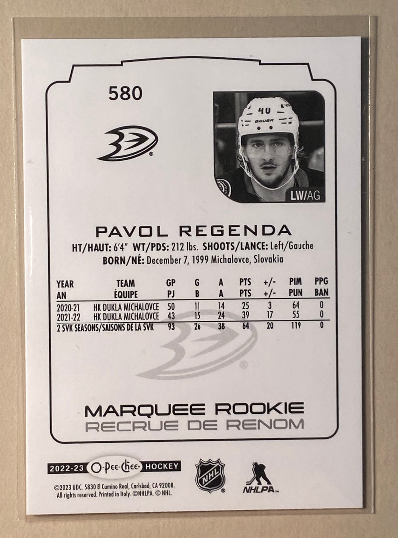 2022-23 UD O-Pee-Chee 580 Pavol Regenda - Hockey - Marquee Rookie