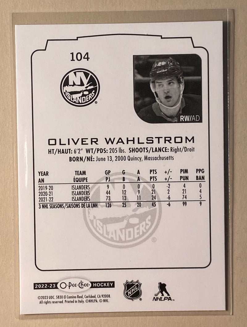 2022-23 UD O-Pee-Chee 104 Oliver Wahlstrom - Hockey
